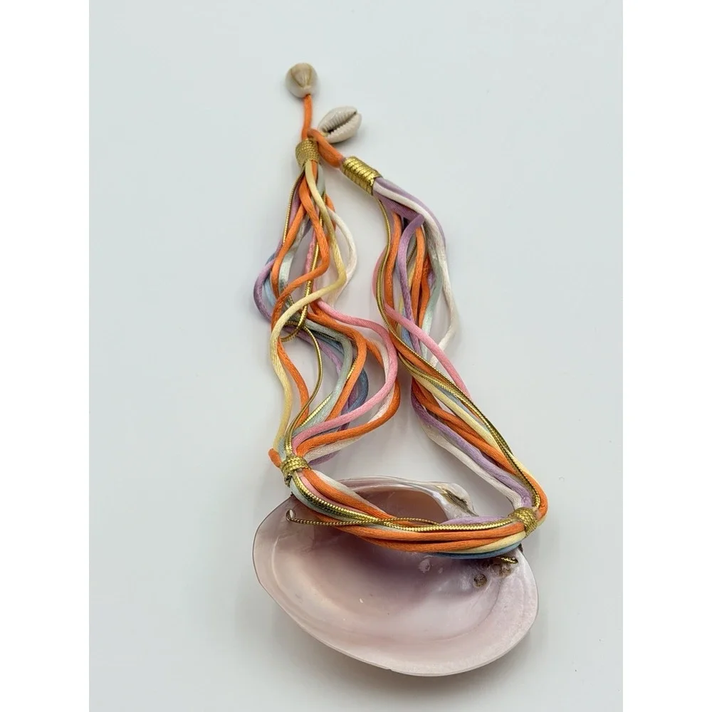Vintage Mother of Pearl Shell Necklace Multi Strand Pastel Boho Chic Beach Ocean